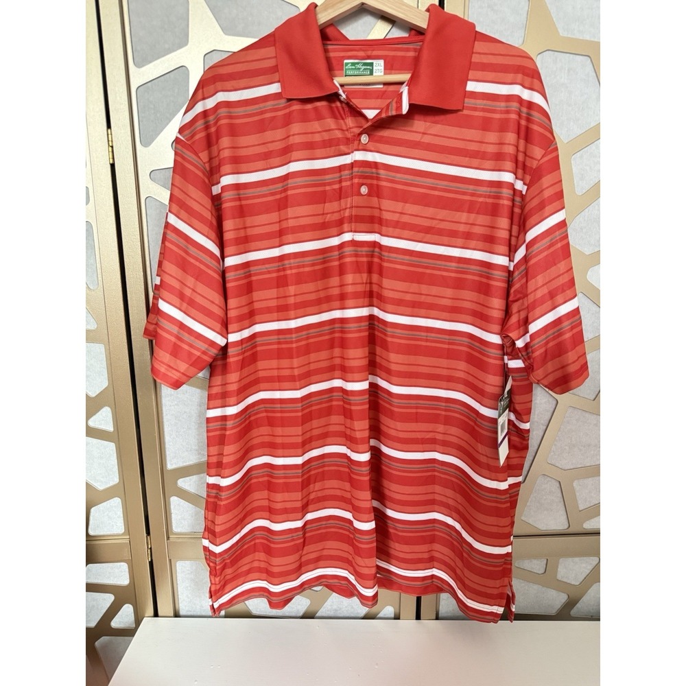 Ben Hogan Performance Power Wick Striped Polo Shirt Men's XXL 2XL Salmon Golf